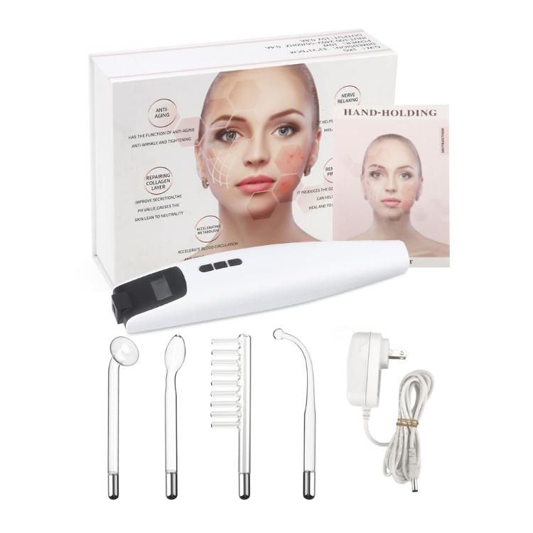 Customized Portable Safe Ozone High Frequency Wand Facial Machine with 4 Tubes