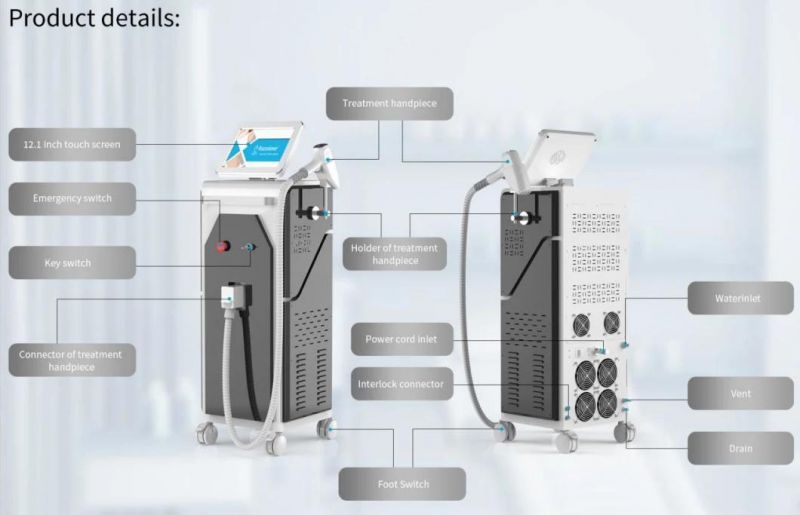 2022 Laser Diode Triple Wavelength 755nm 1064nm 808nm Laser Hair Removal Machine 1200W 1600W Diodo 3 Waves 808 Diode Laser (J)