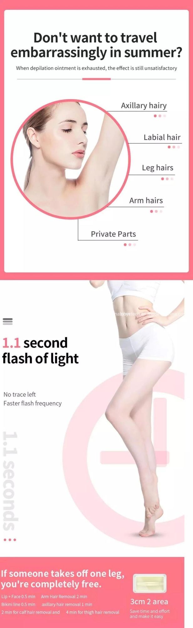 IPL Home Women Use Painless 1000, 000 Flashes Hair Removal Device Cooling System