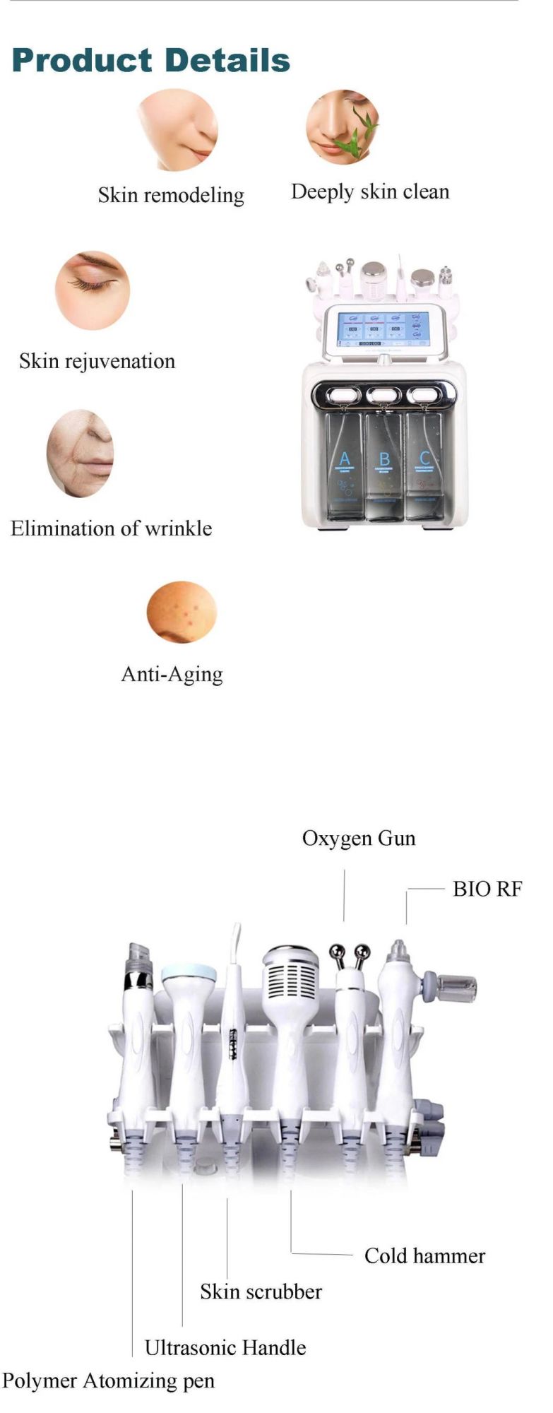 Amazon Hot Selling Portable 9 in 1 Diamond Dermabrasion Oxgen Facial Machine RF Oxygen Facial Machine