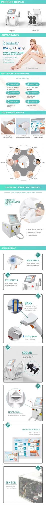 Portable Diode Laser 808nm Fiber Coupled Hair Removal Machine