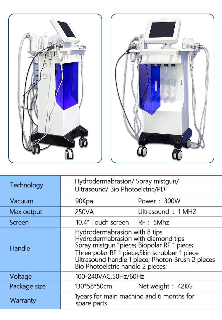 Wholesale High Quality 11 in 1 LED PDT Hydrafacial Machine Aqua Peel Microdermabrasion Beauty Machine