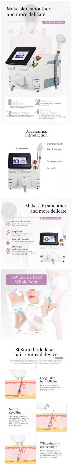 New Arrival Portable 808nm Diode Laser Hair Removal Machine