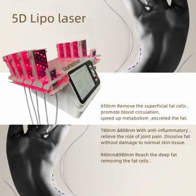 Portable Lipo Laser Body Slimming Fat Burner Machine 5D Lipo Laser Weight Loss Device Laser Paddles Slimming 5D Lipo Laser Machine