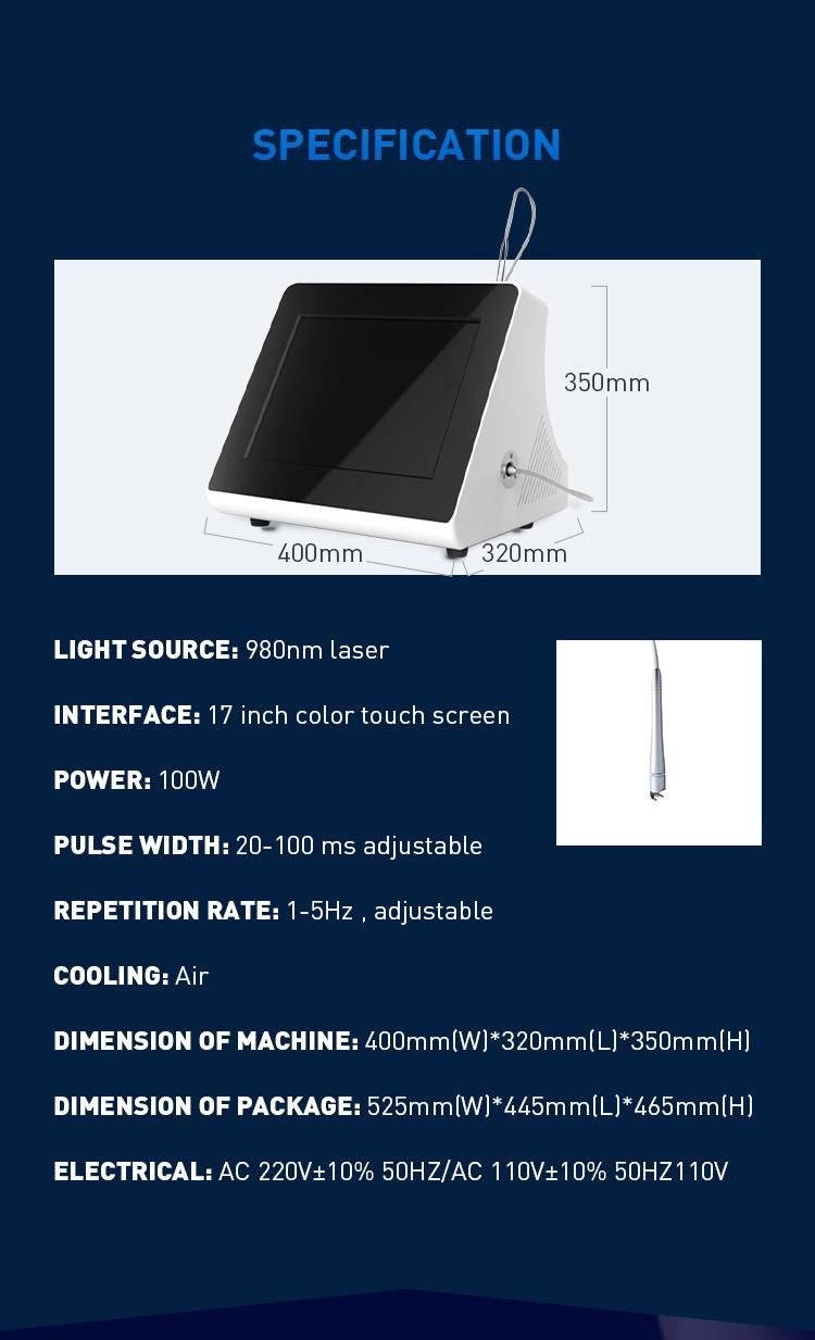 30MHz 980nm Spider Vein Removal Machine Vascular Remover