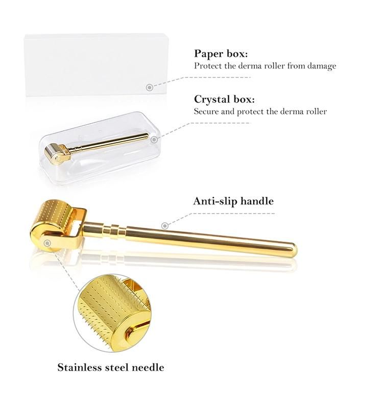 Seamless Metal Derma Roller 0.2mm 0.3mm High Quality Gold Face Acne Scar Micro Needling Derma Roller