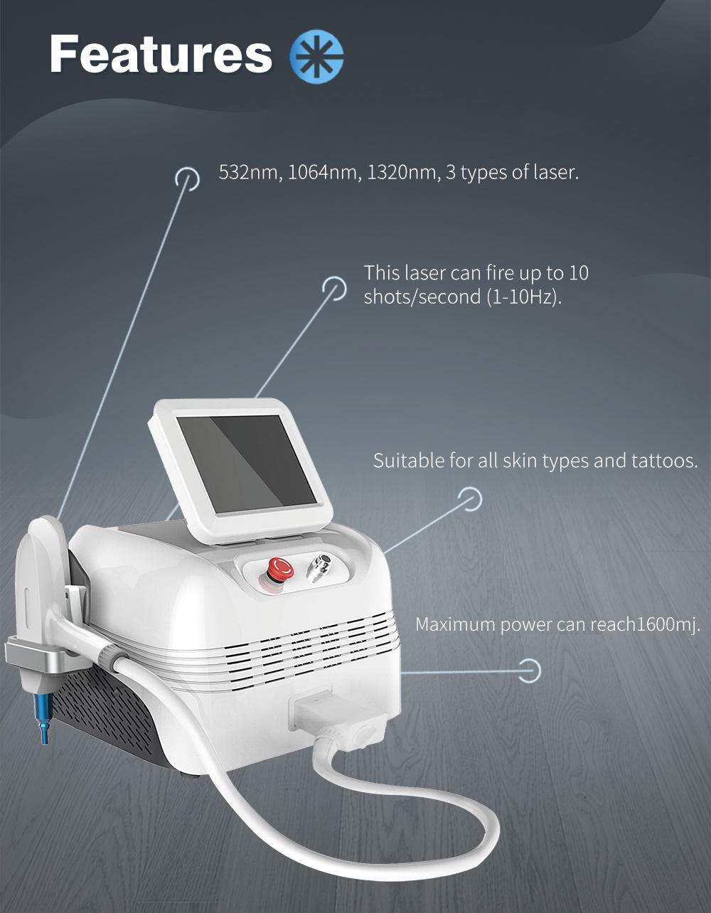 Laser Q-Switch ND. YAG Tattoo Pigment Freckle Removal Machine