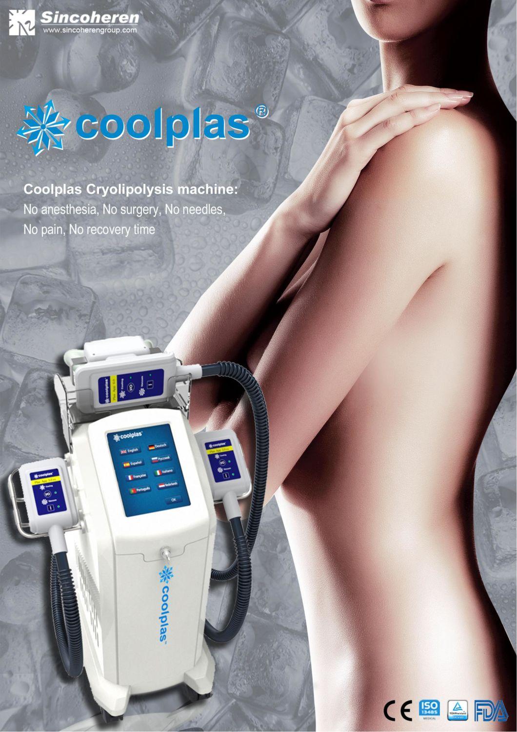 Popular Coolplas Fat Freezing Body Slimming Four Treatment Handles Advanced Freezing System Double Chin Slimming Cryotherapy 360 Machine (T)