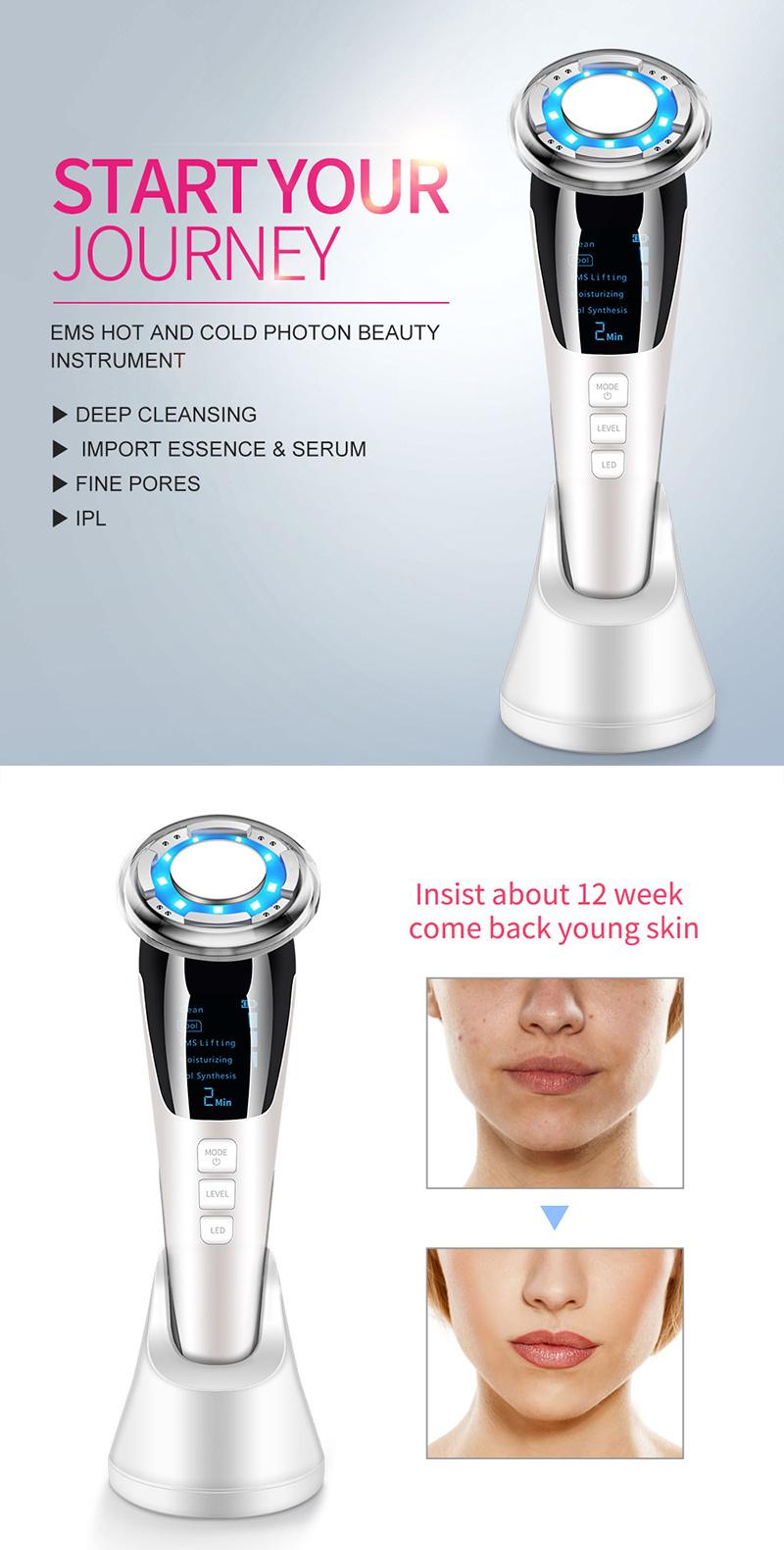 EMS Hot and Cold Photon Introducer EMS Galvanic Anti-Wrinkle Lift Facial Skin Beauty Machine