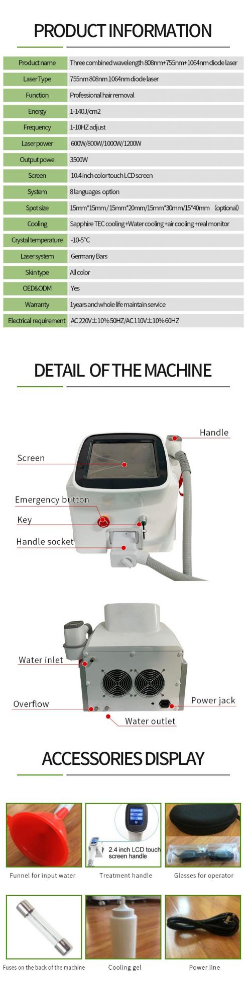 Portable Hair Removal Diode Laser 808/ Three Wavelength