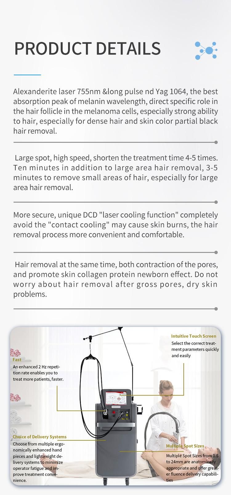 Alexandrite Laser Cadela Laser Fiber 755nm Alexandrite Gentle Max Proand ND YAG 1064nm Laser for Salon SPA and Clinic Beauty Diode Laser