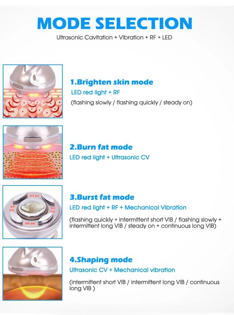 Portable 4 in 1 Ultrasonic Cavitation Vibration RF Slimming Device