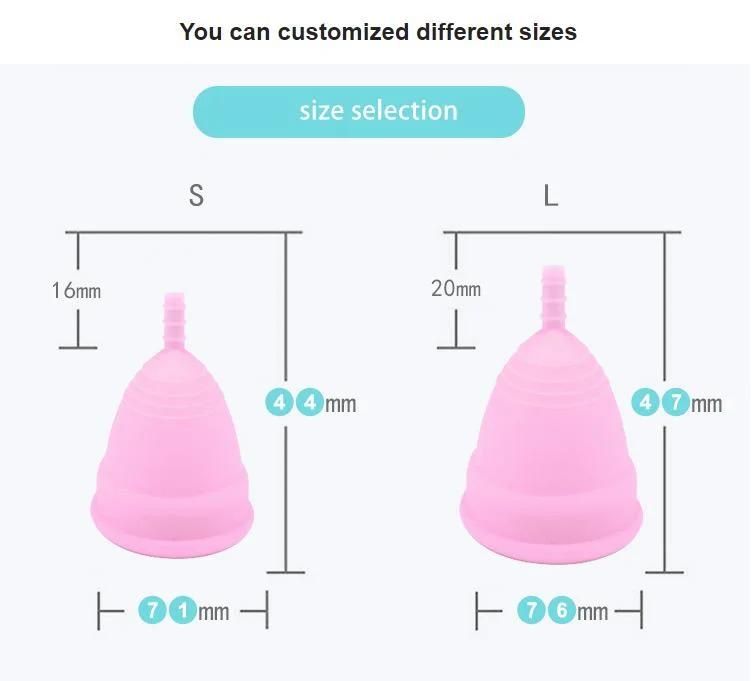 Reusable Medical Grade Silicone Menstrual Cup Safety Feminine OEM Feminine Period Medical Silicone Soft Reusable Packaging Wholesale Cup for Women and Girls