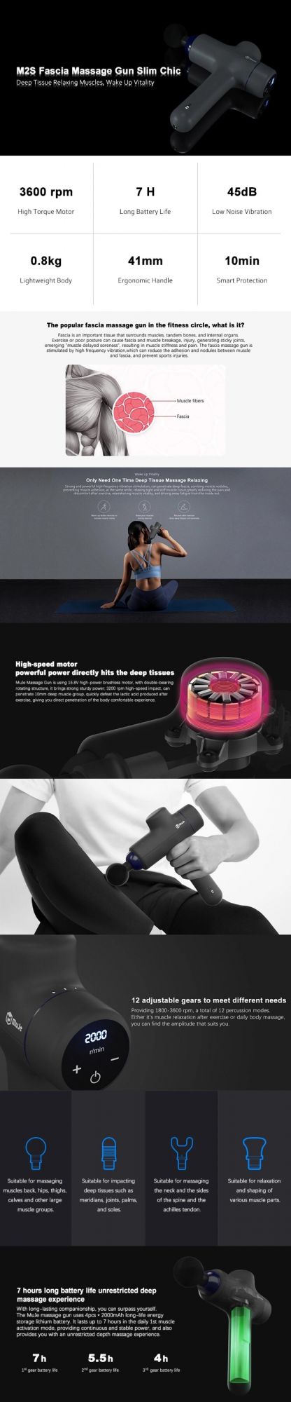 3 Speed LCD Touch Vibration Body Massager Muscle Massage Gun