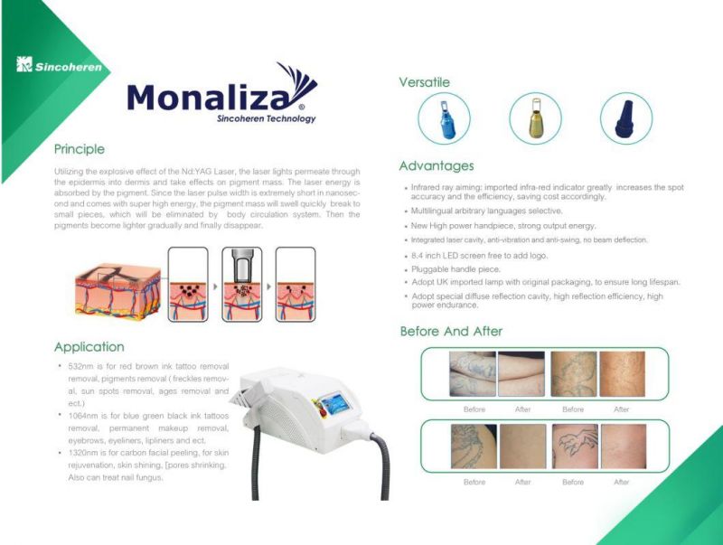 Consultant Be. Portable Tattoo Removal Pigmentation Removal Q Switched ND YAG Laser 532nm 1064nm 1320nm Monaliza