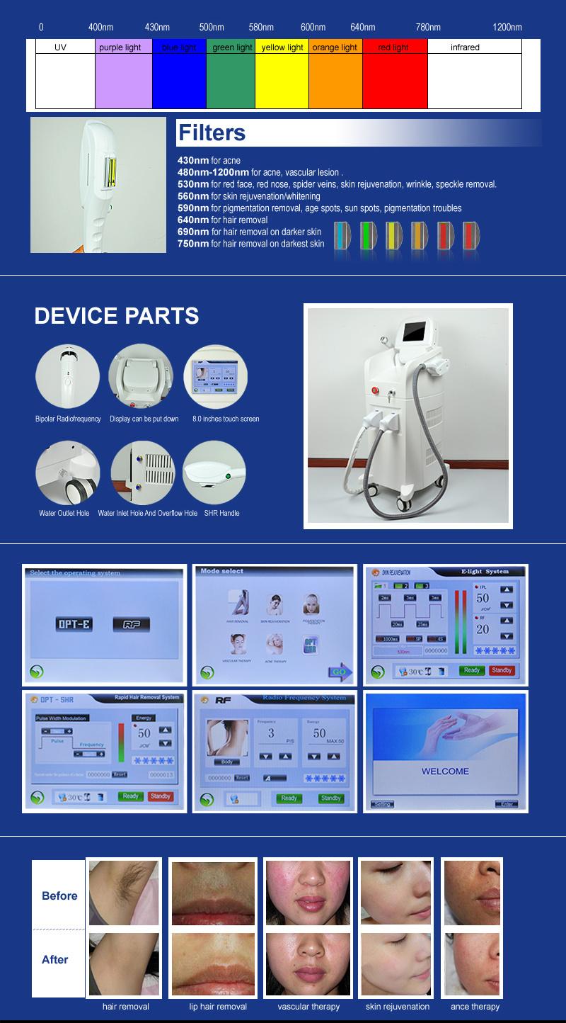 Shr Opt Fast Hair Removal IPL Machine with RF Skin Rejuvenation