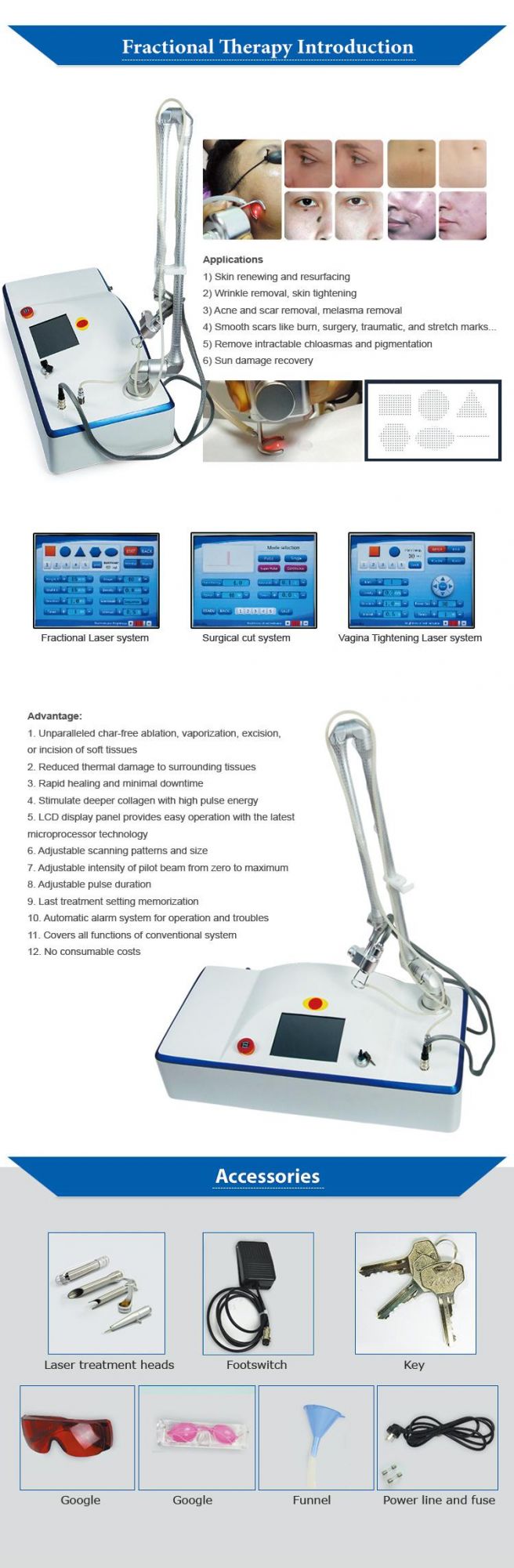 RF Metal Tube CO2 Fractional CO2 Laser for Skin Rejuvenation