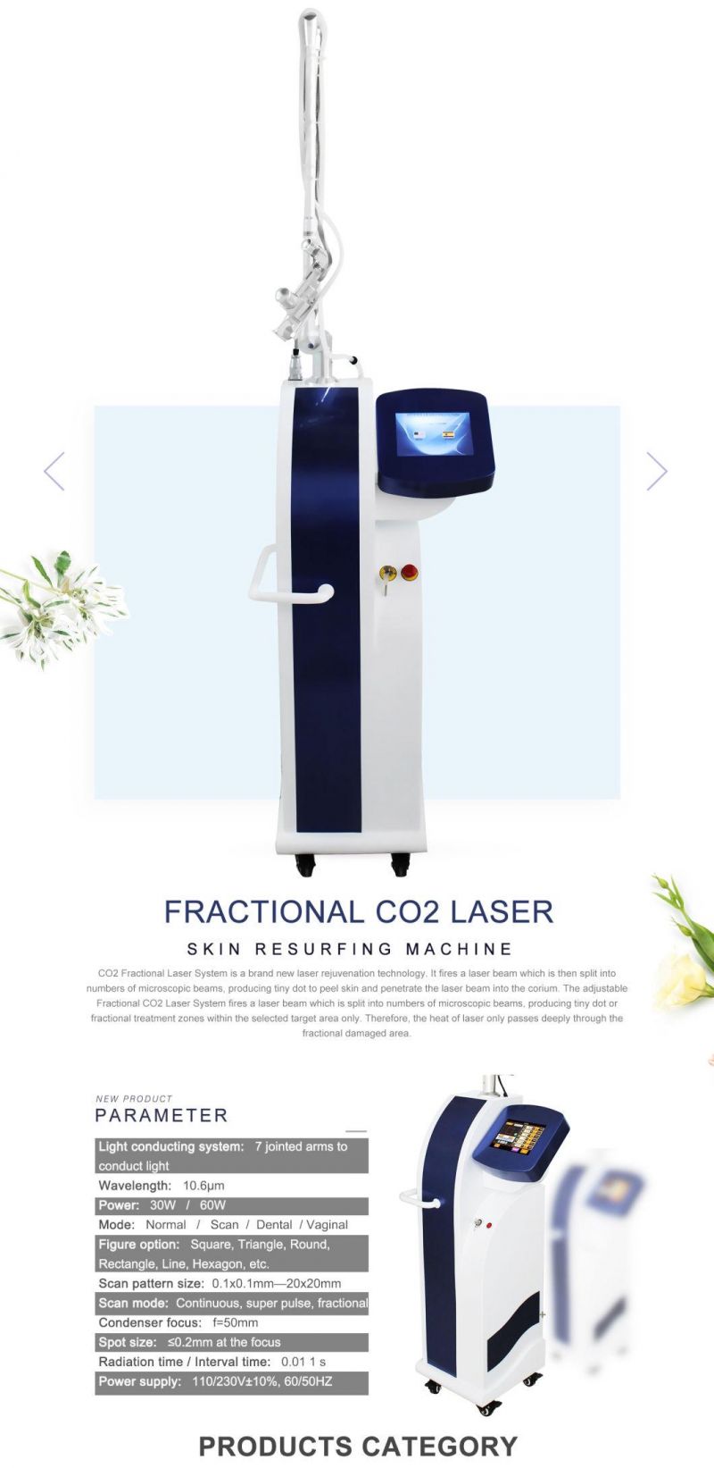 Factory Price Vertical Fractional CO2 Stretch Mark Removal Laser