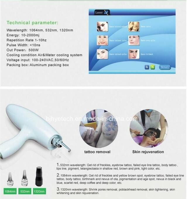 Q Swtich Laser Tattoo Removal ND YAG Black Doll Skin Rejuvenation Equipment
