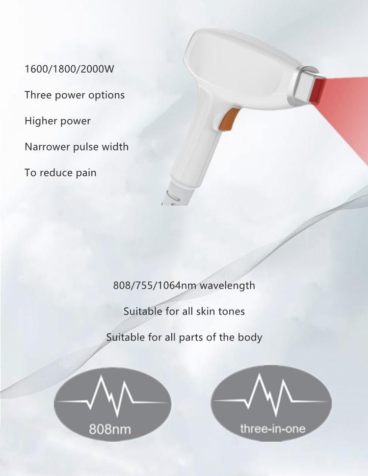 Professional Hair Removal Diode Portable 3 Wavelength 755 1064 808cm Diode Hair Removal Machine