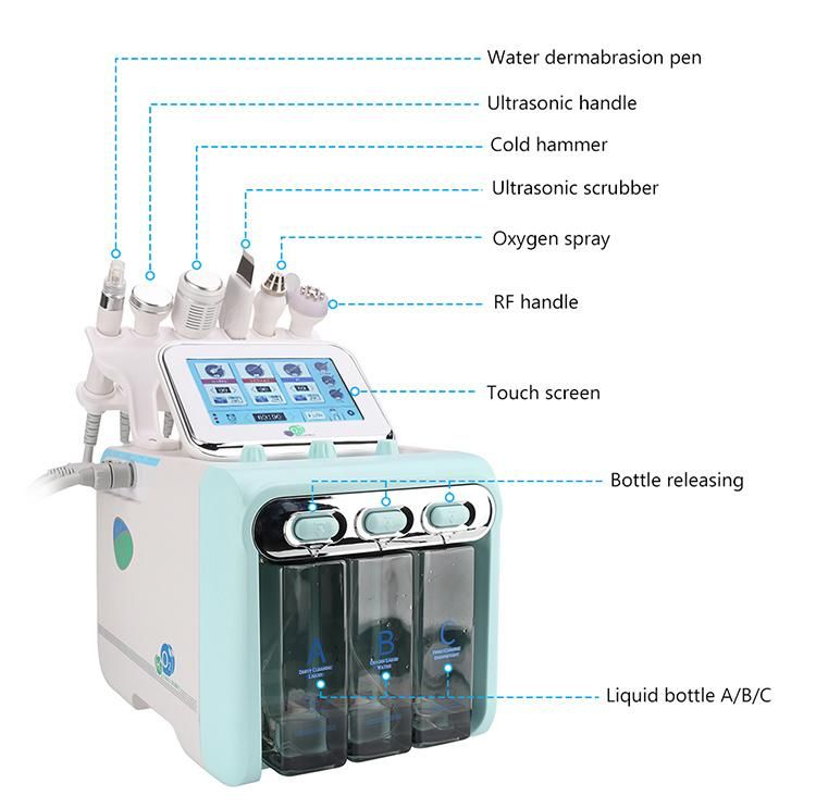 New Design Big Water Air Pump 6 Handles Oxygen Spray Hydrafacial Machine