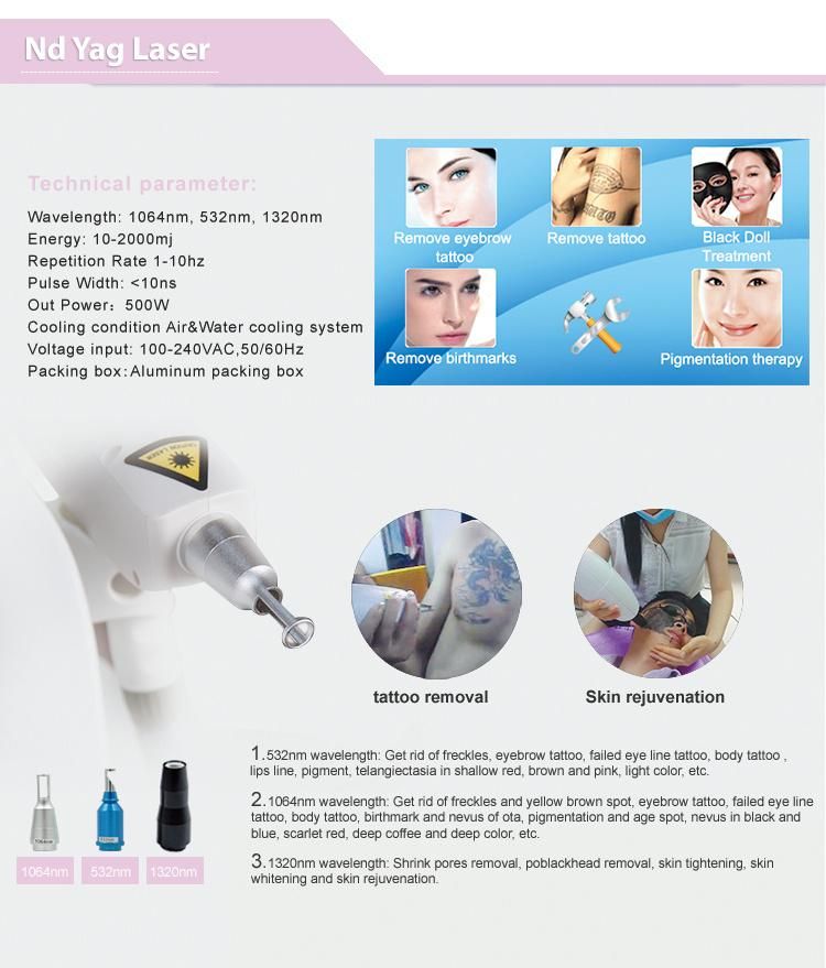 2019 Ce Approved Tattoo Removal Machine Price / Portable 1064 532nm Q Switched ND YAG Laser