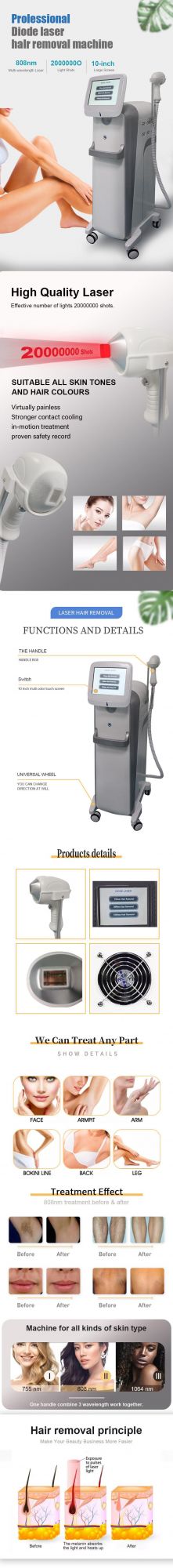 CE Approved Germany 755 1064 808nm Diode Laser Hair Removal / 808 Tripe Diode Laser Hair Remover Machinehot Sale Products