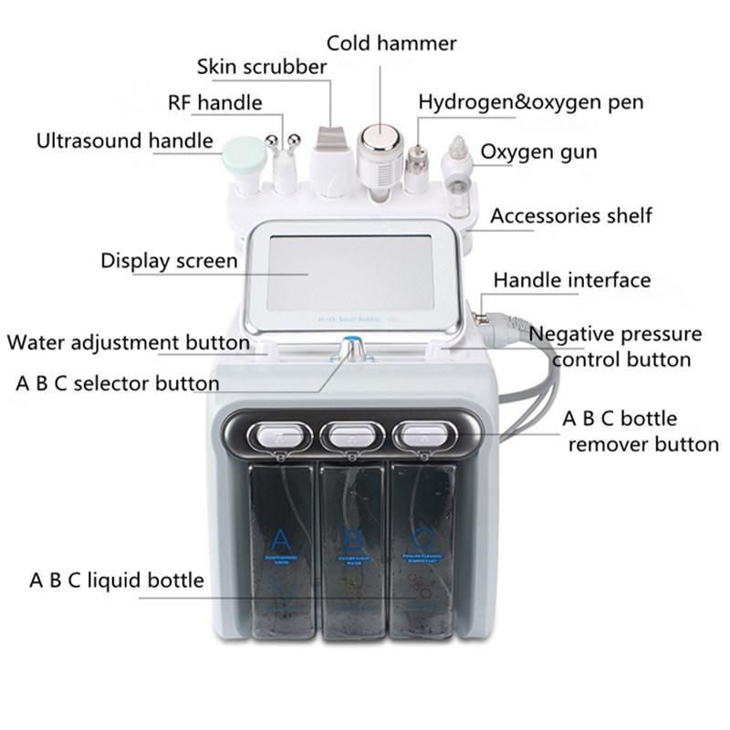 H2 O2 Hydrogen Oxygen Ultrasound Bio Microcurrent Eye Lift Cold Hammer Dermabrasion Hydra Facial Cleaning Aqua Peel Machine Skin Tighen Whiten Wrinkle Removal