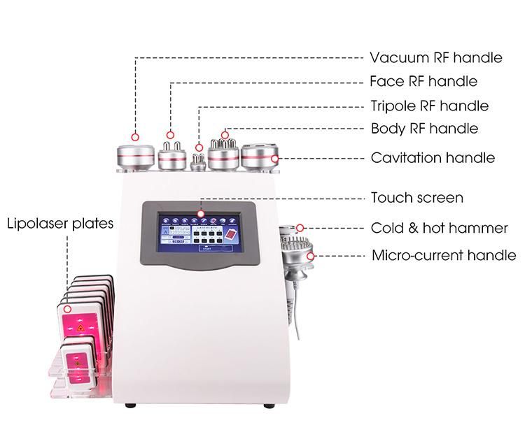 8 in 1 40K Ultrasonic Liposuction Cavitation RF Machine 8 Pads Lipo Laser Slimming Machine Vacuum RF Skin Rejuvenation