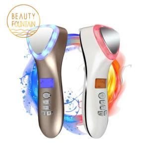 Ultrasonic Cryotherapy LED Beauty Device Red Blue Light Facial Vibration Hot Cold Face Skin Care Device Massager