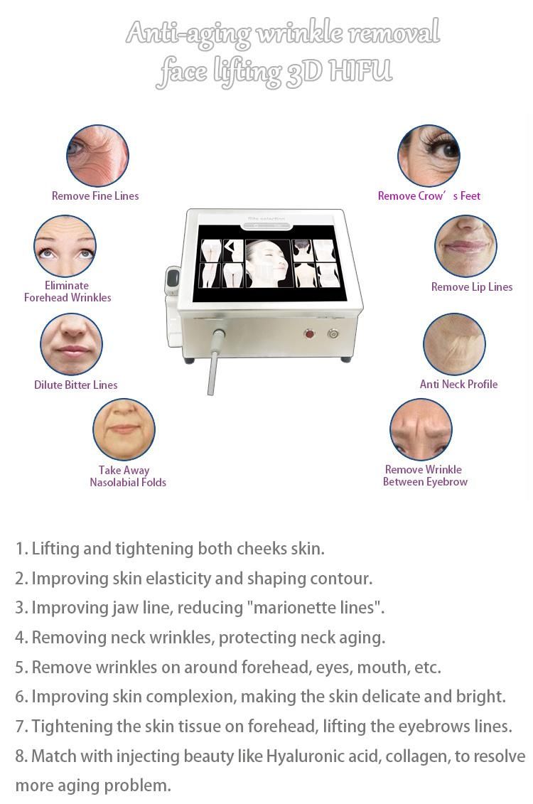 3D Hifu 10000 Shots 11 Lines 8 Cartridges Anti Wrinkle Face Lift Skin Tightening Body Slimming Hifu 3D Machine