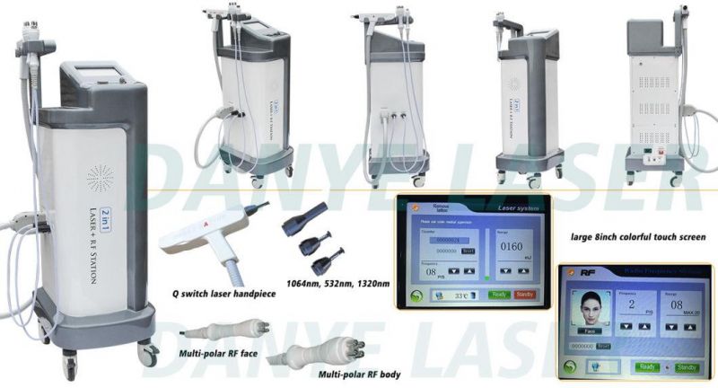 Q Switch YAG Laser RF for Tattoo Removal and Skin Lifting 2 in 1 Machine