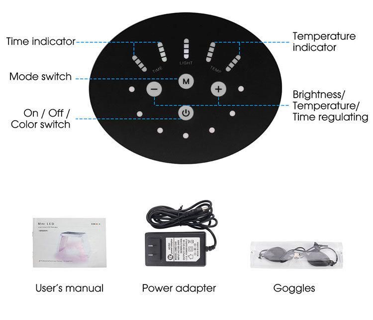 Auto Shutdown Tri-Folding 7-Color Spray LED Beauty Device PDT LED Light Therapy Machine