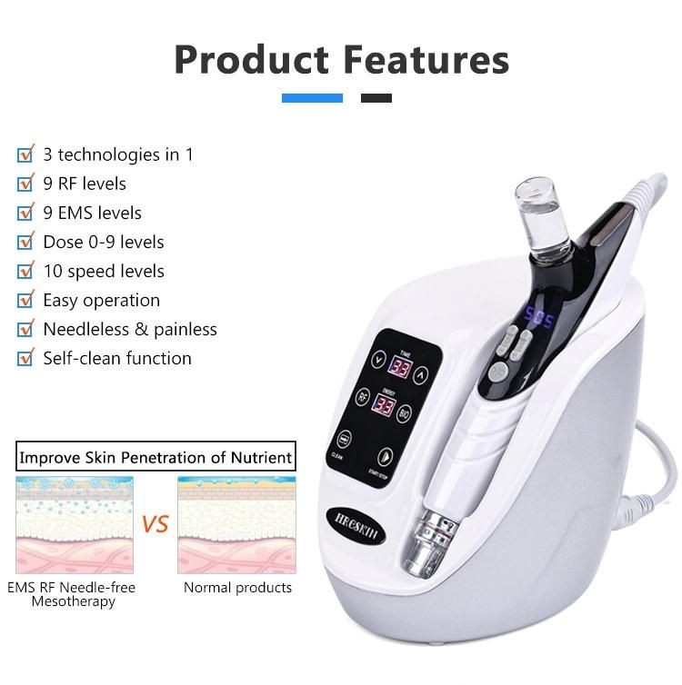 Portable EMS RF Needle-Free Mesotherapy Instrument for Face and Hair