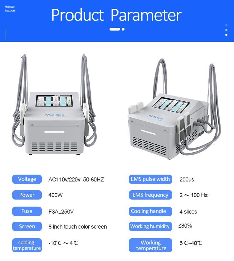 2022 Safe Freezing Slimming Four Lipo Pads EMS Function Cryo Fat Freezing Double Chin Removal Machine