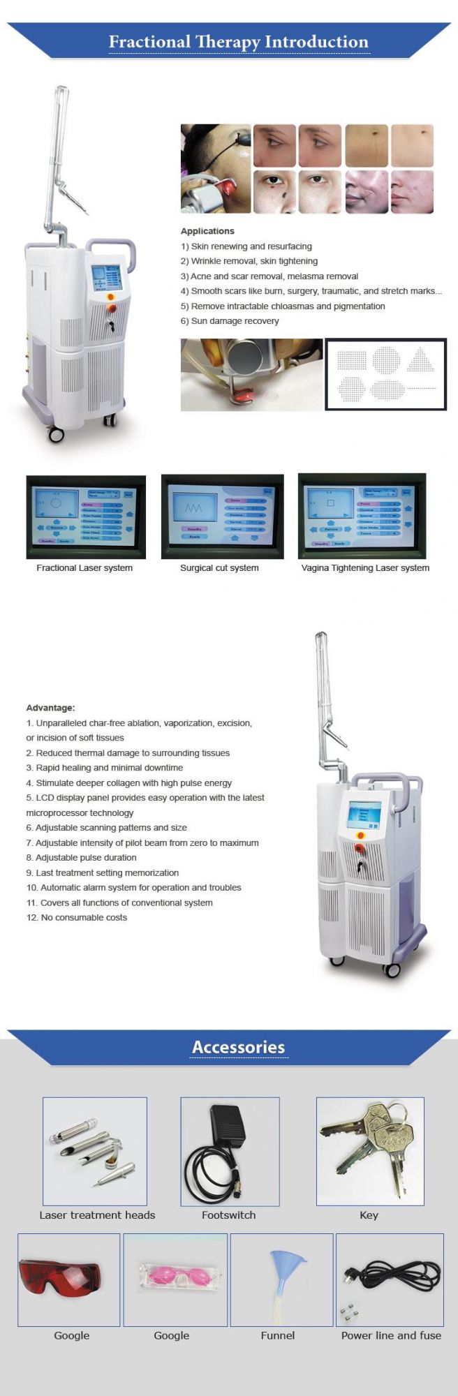 Medical Laser RF Fractional CO2 Laser Beauty Salon Equipment