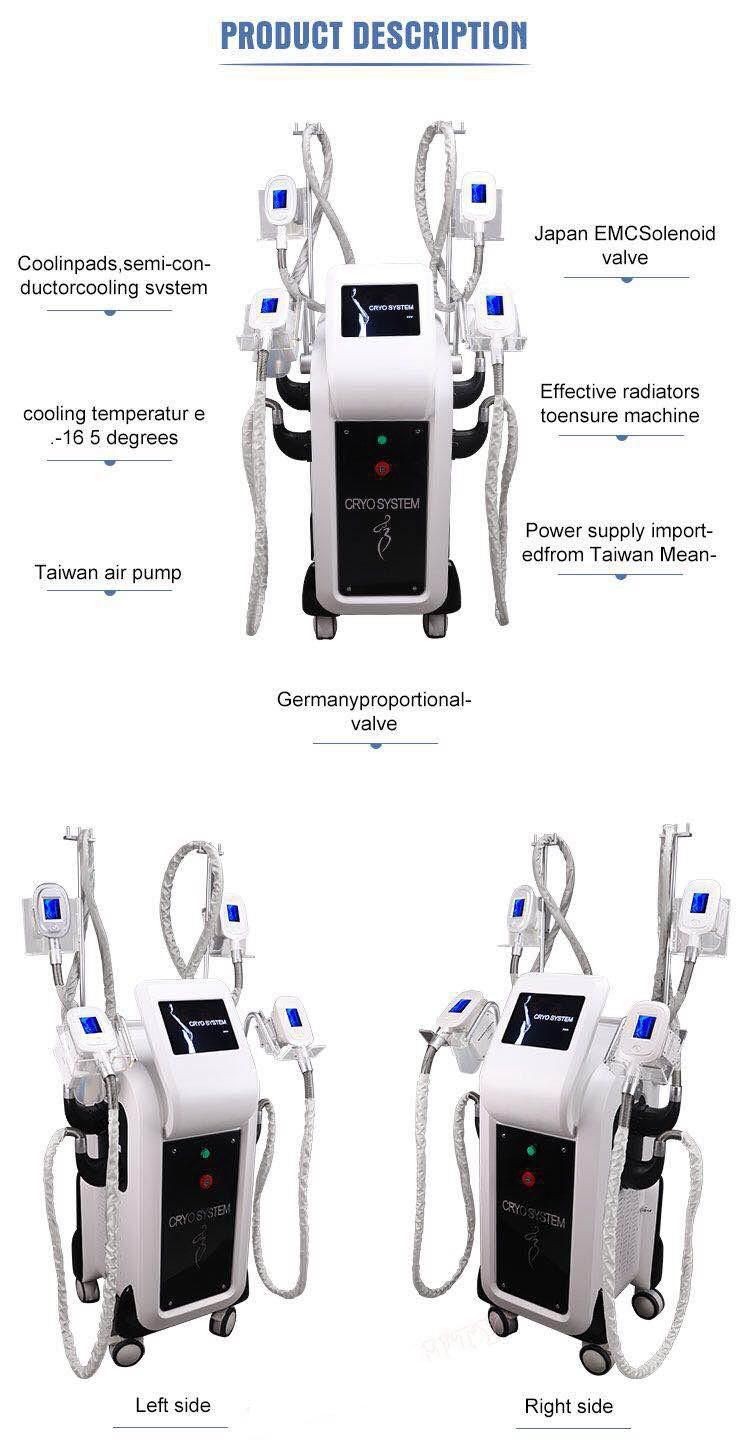 Fat Freezing Criolipolisis Fat Removal Machine 4 Handles Vacuum Best Cryoliposis Machine for Fast Body Slimming Weight Loss Beauty Salon Equipment