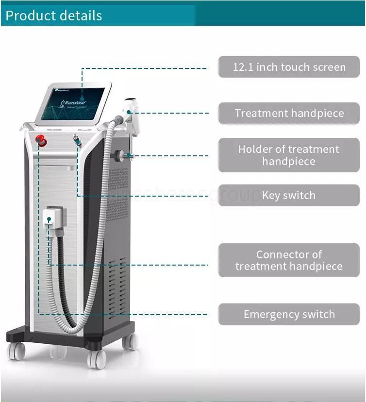 Vertical 755nm/808nm/1064nm Three in One High Power Diode Laser Machine