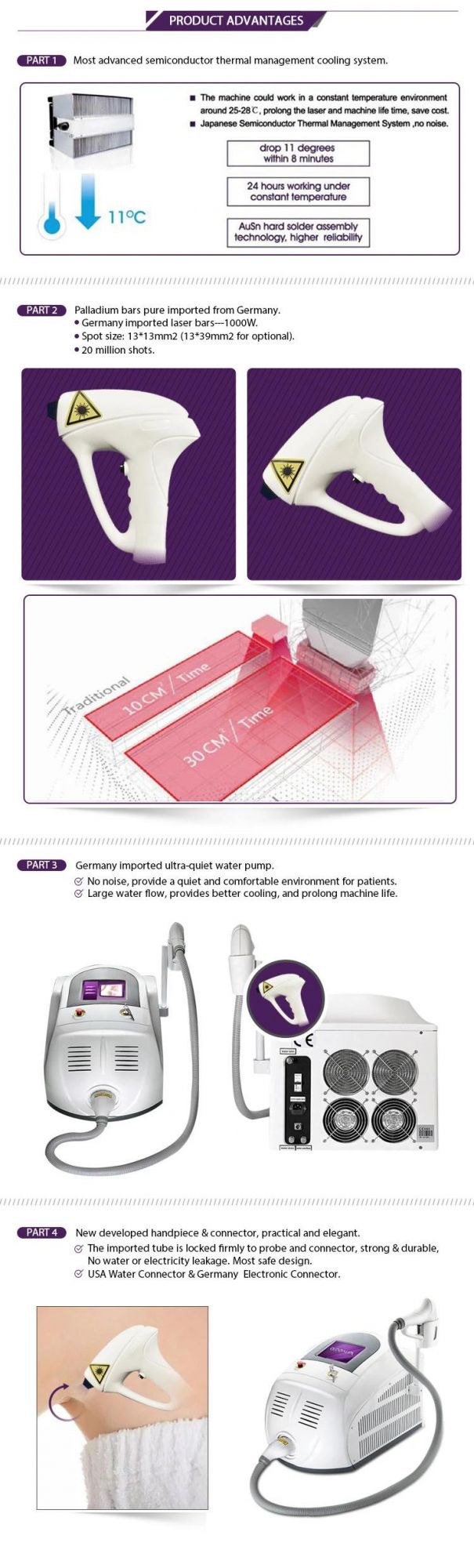 Diode Laser 808nm Hair Removal Beauty Salon Machine