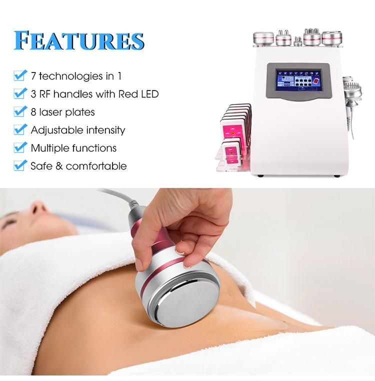 8 in 1 40K Ultrasonic Liposuction Cavitation RF Machine 8 Pads Lipo Laser Slimming Machine Vacuum RF Skin Rejuvenation