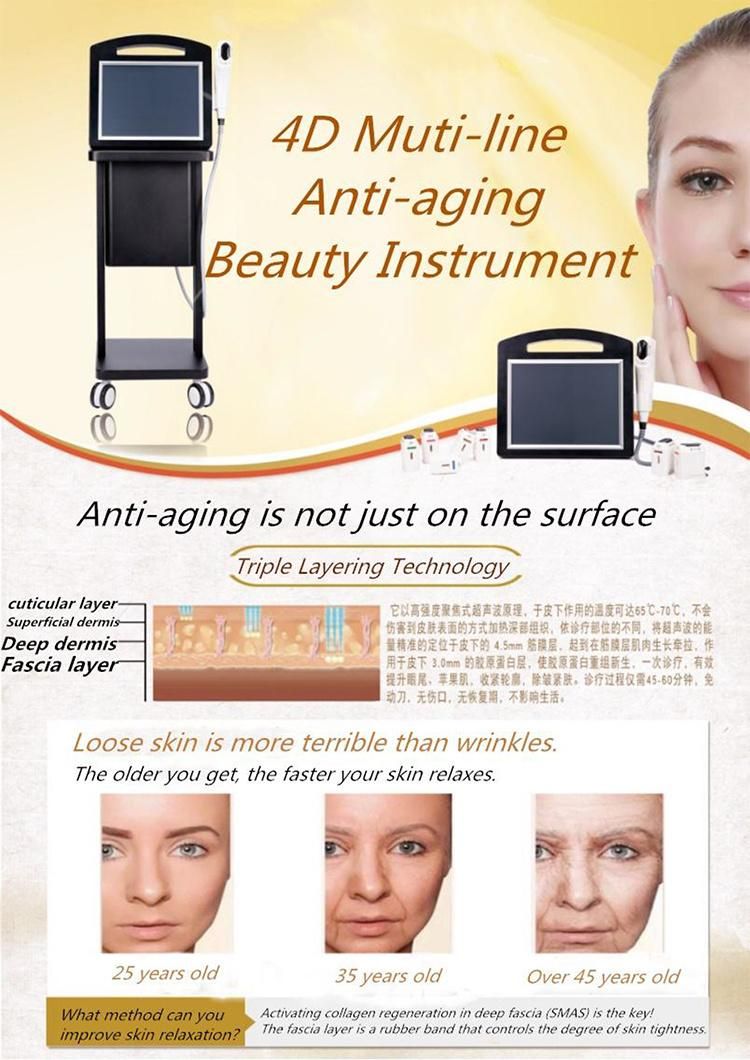 Multi-Line Anti Aging Ultrasonic Beauty Machine Portable 4D Hifu