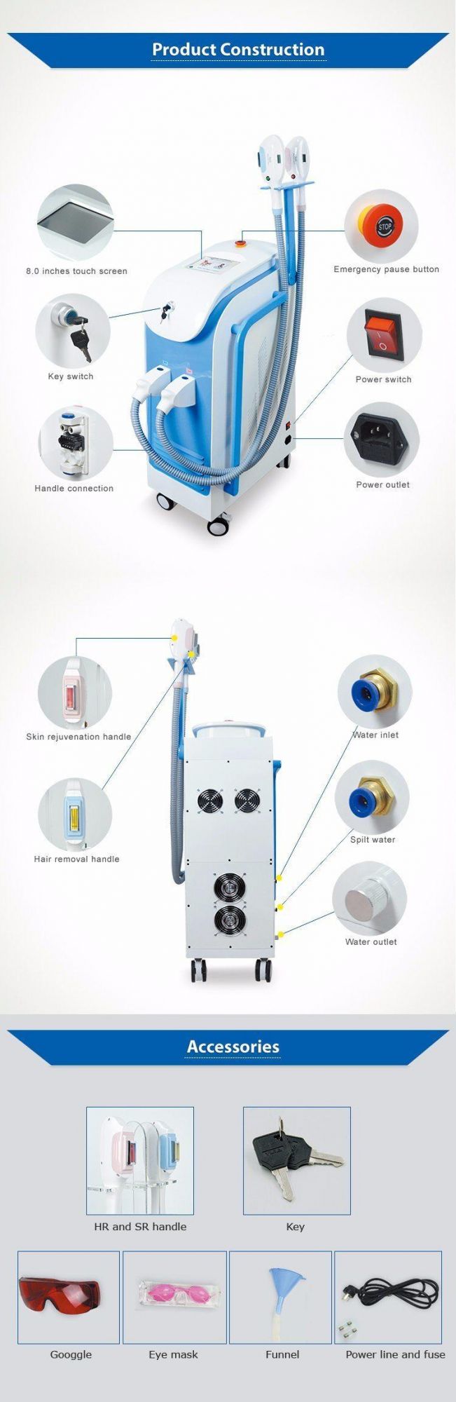 China Unique 2 Handles IPL Opt Hair Removal Laser Machines