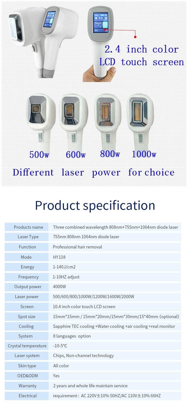 High Powerdiode Laser Hair Removal Machine 3 Wavelength 755/808/1064nm