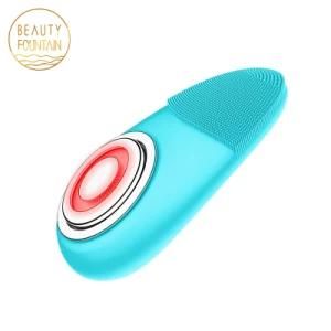 USB Waterproof Heat Facial Massager Silicone LED Red Light Ultrasound Sonic Deep Face Cleansing Brush