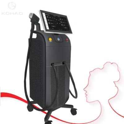 Diode Laser Multi Wavelengths Hair Removal Machine 755 808 1064nm Cooling Head