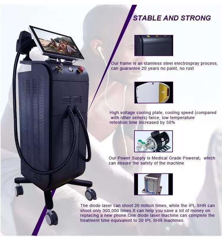 Huamei Best Painless High Technology 808nm Diode Laser Hair Removal Machine