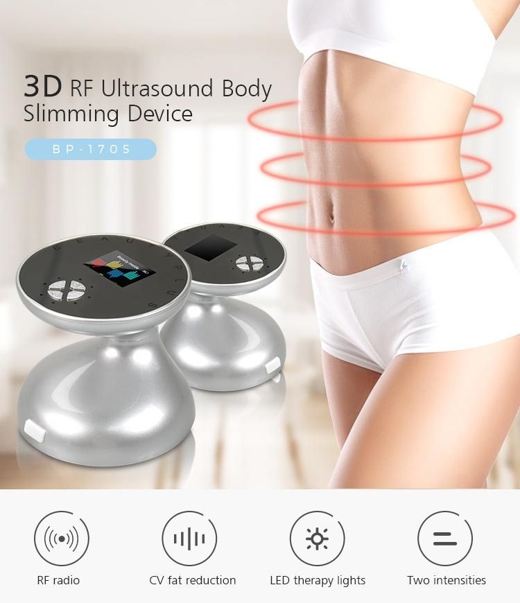 Ultrasonic Beauty Instrument RF Body Slimming Beauty Device Facial Beauty Massage Slimming Equipment Silver