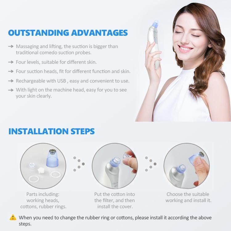 Factory Price Handheld Effective USB Charging Microdermabrasion Blackhead Removal Device with CE