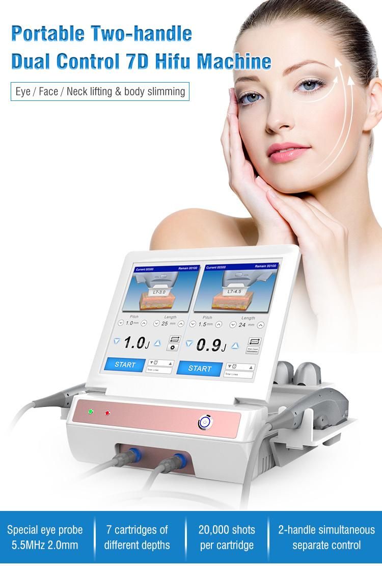 Portable Two-Handle Dual Control 7D Hifu Machine