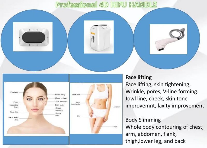 Newest Technology Hifu Machine Cartridges Portable 9d Hifu Ultrasound for Face Lift with Liposonic Cellulite Reduction